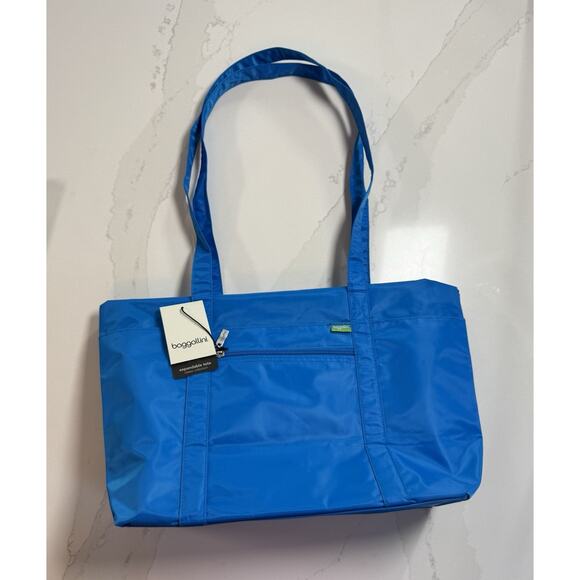 NEW! Baggallini Expandable Tote Blue Nylon Shopper Carryall Bag - Picture 10 of 12